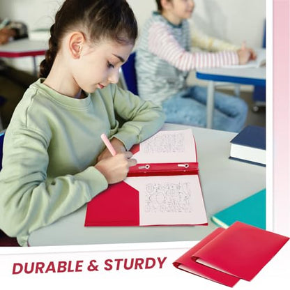 Lincia 100 Pcs Plastic Folders with Pockets and Prong Folders with Prongs 2 Pockets for Office, School for Students, Teachers, Office Workers(Red) - color: Red
