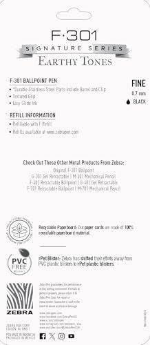 Zebra Pen F-301 Signature Series Ballpoint Pen, Black, 0.7mm, 4-Pk (27254) - color: Black Ink E