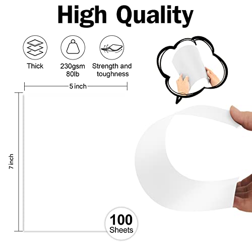 Goefun 100 Pack White Blank Cardstock 5x7 80lb Thick Paper | Goefun 80lb Flat Cards Stock Printer Paper for Invitations, Postcards, Photos, DIY Card Making - color: white, size: 5x7