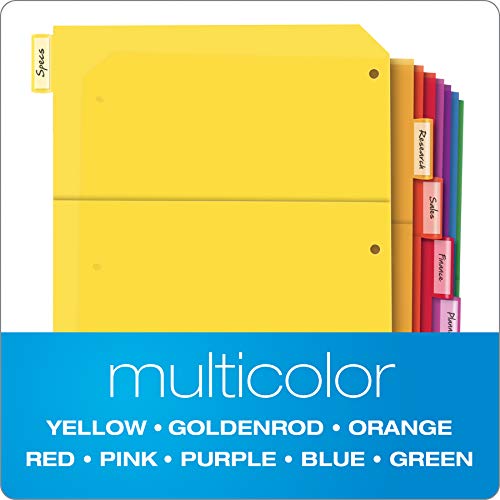 Oxford Plastic 2 Pocket Binder Dividers, 8 Tab 1/8 Cut, Multicolor Large Tab Set, Insertable Dividers with Paper Inserts, Letter Size, 3 Sets (89603) - size: 8 Tab