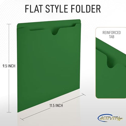 Green File Jackets, Flat-No Expansion, Letter Size, Reinforced Straight-Cut Tab, 10 Pack - color: Green