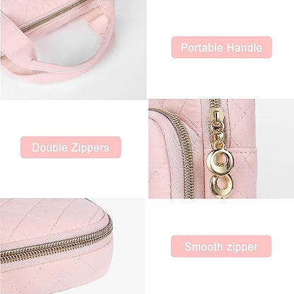 MOSISO 360 Protective Laptop Case 16 inch,15-15.6 inch Laptop Sleeve Compatible with MacBook Pro 16 M5 M4 M3 M2 M1 HP Acer Dell Lenovo,Square Quilted Bag Cover with 2 Pockets&Handle&Belt, Chalk Pink - color: Chalk Pink, size: 16 inch