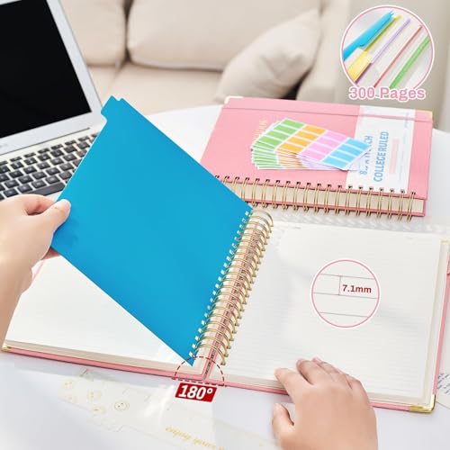 Ovesmusl Hardcover Spiral Notebooks 8.5" X 11" Pink