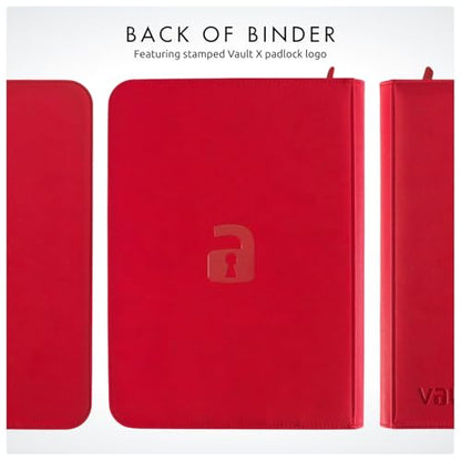 Vault X 9 Pocket Zip Trading Card Binder 360 Cards Exo-Tec (Red) | Holds 360 standard-size TCG cards in 20 side-loading 9-pocket pages. Padded, water-resistant Exo-Tec cover. - color: Red, size: 6.8cm x 9.7cm