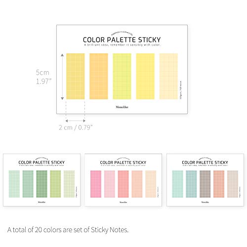 Monolike Color Palette Sticky Grid 500 C Set 4p - Self-Adhesive Memo Pad 30 Sheets - color: Grid 500 C