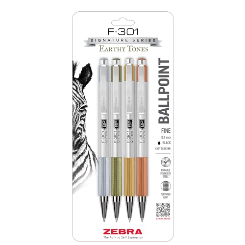 Zebra Pen F-301 Signature Series Ballpoint Pen, Black, 0.7mm, 4-Pk (27304) - color: Black Ink A