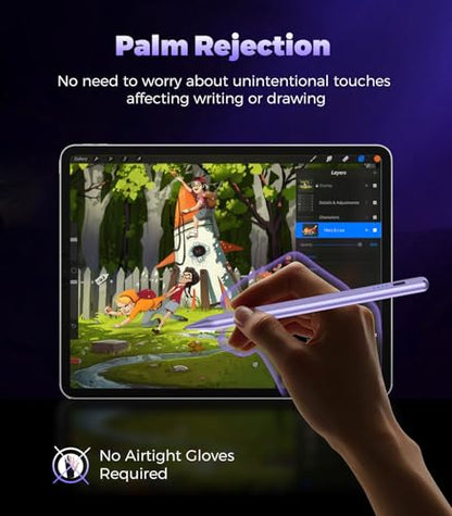 Stylus Pen for iPad(2018-2025), Pad Pencil 10th Generation with Palm Rejection & Tilt, Digital Pencil Compatible with Apple iPad 6/7/8/9/10/A16, Pro 11"/12.9"/13"/M4, Mini 5/6, Air 3/4/5/M2/M3 -Pueple - color: Purple