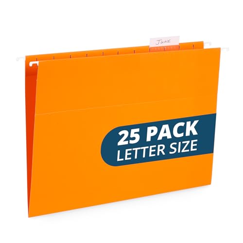 Blue Summit Supplies Hanging File Folders, 25 Reinforced Hang Folders, Designed for Home and Office Color Coded File Organization, Letter Size, Orange, 25 Pack - color: Orange