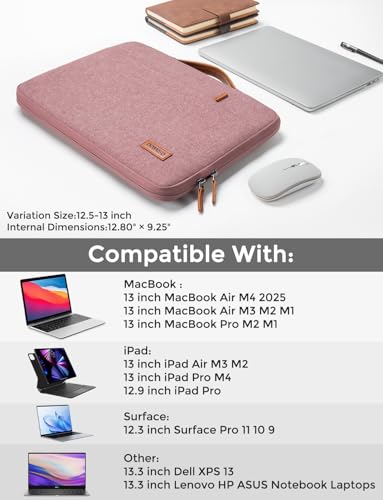 DOMISO Laptop Case Sleeve Protective Cover Compatible with MacBook Air 13 M4 M3 M2,MacBook Pro M2 M1,iPad Air/Pro,13 inch Dell,Lenovo, HP,Asus,Waterproof Computer Cases Bag with Handle,Pink - color: Pink, size: 13" for MacBook Air/Pro