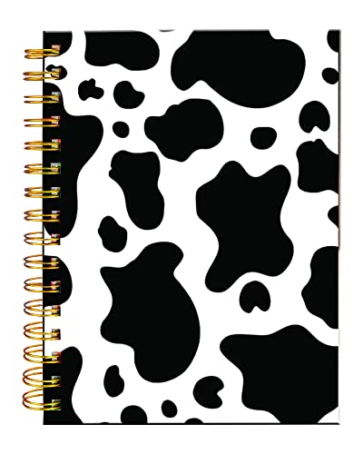 iampanda Spiral Journal Notebook,Strong Twin-Wire Binding with Premium Paper for Girl Women,Cute 60 Sheets A5 College Ruled Notebook/Journal,Perfect for School Office Home Gifts,Black White Cow Print - color: Black White Cow Print