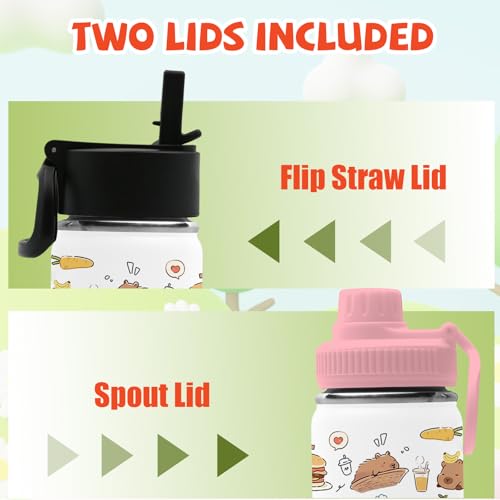 Capybara Gifts for Kids - 18oz Capybara Water Bottle with Straw Lid, Kids Stainless Steel Insulated Water Bottle, Leak Proof, BPA-Free, Animals Cup for School, Travel, Birthday Gift Cup for Teens - color: Capybara