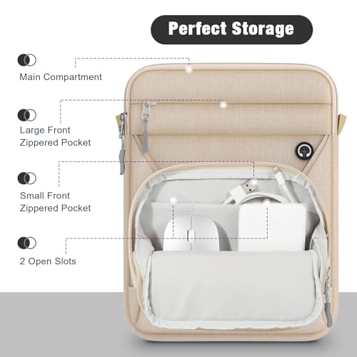 MoKo 9-11 Inch 360° Protection Tablet Sleeve Bag with Earphone Hole | Fits iPad Air 11-inch M4, iPadPro 11-inch M5, iPad A16, iPad 10/5/4 10.9, iPad 9/8 10.2 and Tab S8/S9 11, Sand - color: Sand, style: 9-11 Inch