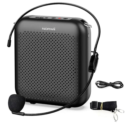 Bluetooth Voice Amplifier, Power Amplifiers, Portable Mini Wired Microphone Headset for Teacher Classroom & Outdoor Lectures, Teaching, Tour Guides, USB-C Rechargeable - 2000mAh, Black - color: Black-2000mAh