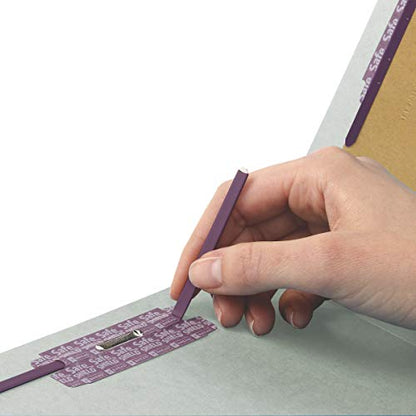 Smead 100% Recycled End Tab Pressboard Classification File Folder with SafeSHIELD Fasteners, 2 Dividers, 2" Expansion, Letter Size, Gray/Green, 10 per Box (26810) - color: Gray/Green, style: 2 Dividers