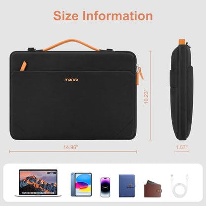MOSISO 360 Protective Laptop Bag 15.6 inch, 15-16 inch Computer Bags Compatible with MacBook Pro 16 / Air 15, HP Dell Lenovo Asus Acer, Side Open Laptop Messenger Bag with Trolley Sleeve&Pocket, Black
