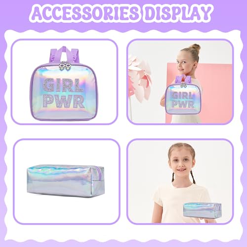 Meetbelify Rolling Backpack for Girls Backpack with Wheels for Elementary Student Kids School Bag with Lunch Box Pencil Case for Girls Ages 6-8 Years Old - color: Prw Purple