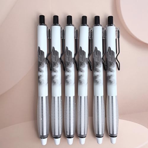 Fengtaiyuan Retractable Gel Pens, 0.5mm ST Precision Tip Quick Dry Black Ink, Gradient Black Barrel with Triangular Silicone Non-Slip Grip, Ergonomic Smooth Pens for Exam School Office [Pack of 6] - color: BlackGRB05P6