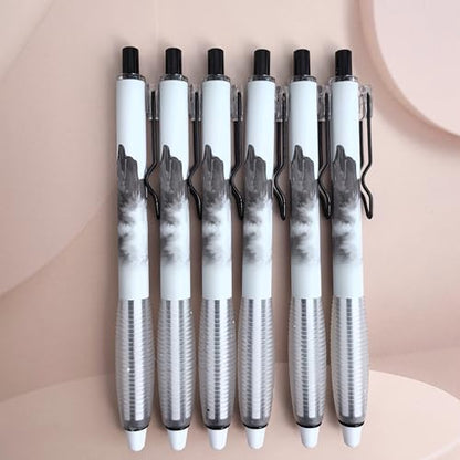 Fengtaiyuan Retractable Gel Pens, 0.5mm ST Precision Tip Quick Dry Black Ink, Gradient Black Barrel with Triangular Silicone Non-Slip Grip, Ergonomic Smooth Pens for Exam School Office [Pack of 6] - color: BlackGRB05P6