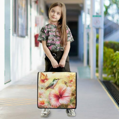 Hibiscus Blossom and Hummingbirds Zipper Binder 3 Ring 1.5 Inch School Binder Organizer with Shoulder Strap Handle File Folder Pockets Large Capacity Students Girl Boy Men Office Work - color: Hibiscus Blossom and Hummingbirds