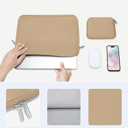 MOSISO Laptop Case 13.3 inch, 13-13.3 inch Laptop Sleeve Bag Compatible with MacBook Air/Pro 13/Pro 14 M5 M4 M3 M2 M1, HP Dell ASUS Lenovo, Neoprene Computer Sleeve Bag with Small Case, Apricot - color: Apricot, size: 13.3 inch