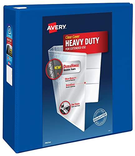 Avery Heavy-Duty View 3 Ring Binder, 4 Inch One Touch EZD Rings, 4.5 Inch Spine, 1 Pacific Blue Binder (79814) - size: 4"