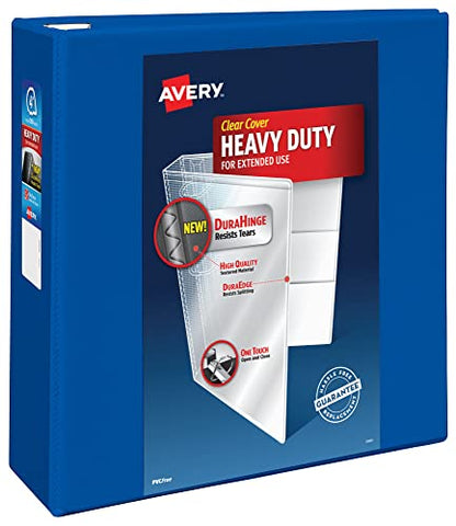 Avery Heavy-Duty View 3 Ring Binder, 4 Inch One Touch EZD Rings, 4.5 Inch Spine, 1 Pacific Blue Binder (79814) - size: 4"