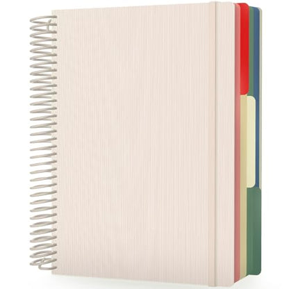 EUSOAR Spiral Notebook Graph Paper, A4 9.25" x 11.7" Large 3 Subject Notebook Journal, Hardcover Graph Grid Ruled Paper Composition Notebook 240 Pages with Pocket for Math, Science Students - color: Beige, style: A4 Graph
