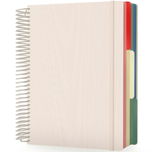 EUSOAR Spiral Notebook Graph Paper, A4 9.25" x 11.7" Large 3 Subject Notebook Journal, Hardcover Graph Grid Ruled Paper Composition Notebook 240 Pages with Pocket for Math, Science Students - color: Beige, style: A4 Graph