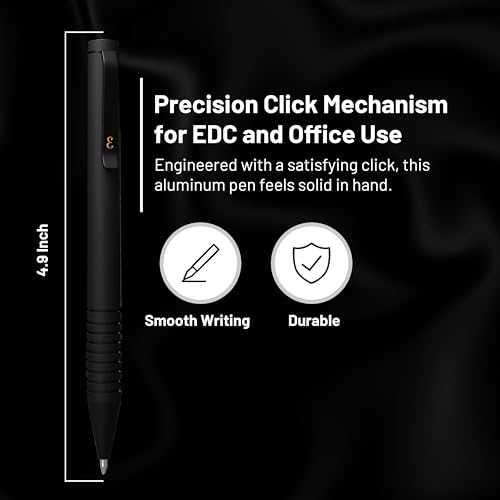 Everyman Black Super Matte Mini Twist Gel Pen | Compact Refillable 0.7mm Gel Pen with Twist Mechanism | Durable Metal EDC Writing Tool for Travel, Office, Work & Gifting - color: Black, style: Mini Twist