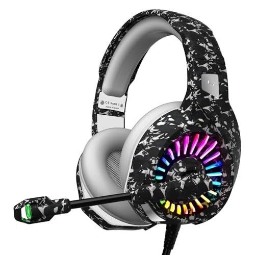 ZIUMIER Camo Gaming Headset for PS4, PS5, Xbox One, PC, Laptop, Mac, Switch, 3.5MM Wired Gaming Headphones with Microphone, Bass Surround, LED Light, Camouflage - color: Camouflage