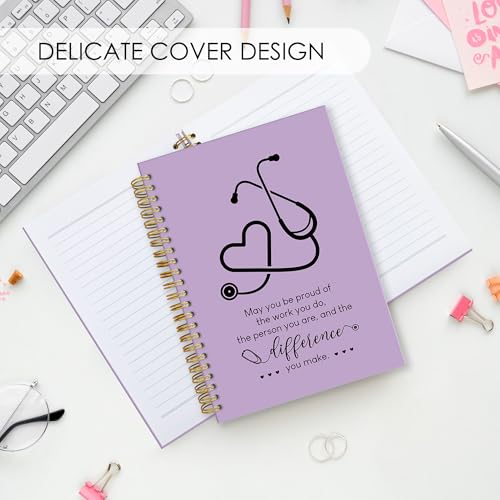 Fewgb Purple Nurse Spiral Notebook Gifts, RN Appreciation Thank You Gifts for Nurses Week Hardcover Lined Notebooks Journal for Office Work, Nursing School Student Future Nurse Notebook A5 5.5x8.3 - color: nurse-purple