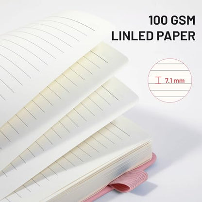CAGIE Pink Journal Notebook for Women, 320 Pages College Ruled Notebook, 100 Gsm Paper Thick Lined Journal, A5 Hardcover Leather Journals for Writing, 5.7x8.3 In - color: Pink, style: Lined A5