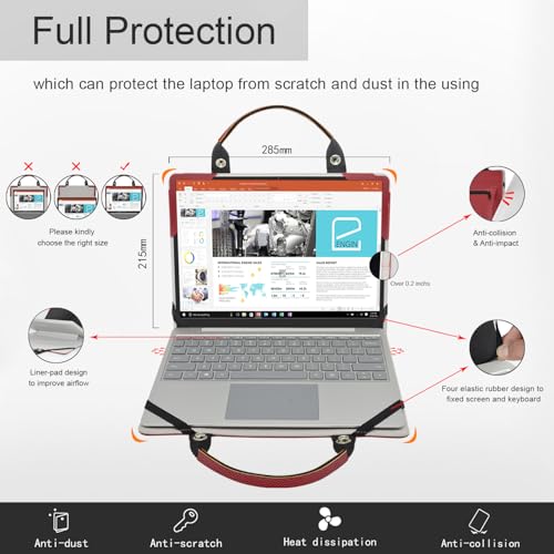 Laptop Case Cover for ASUS Chromebook Plus CX34 CX3402 CX3402CBA-DH566-GR with Portable Bag with Bag Handle,Red - color: Red