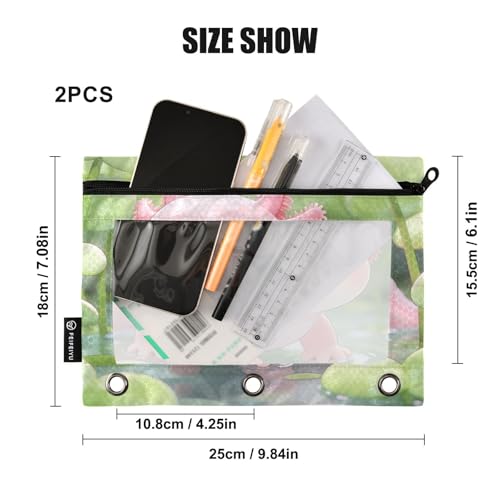 Cute Axolotl Pencil Pouches for 3 Ring Binder, Zipper Binder Pencil Case, 2 Pack Clear Window Case Bag for Office Organizers - color: Cute Axolotl