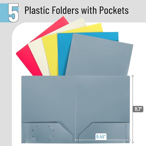 Mr. Pen- Plastic Folders with Pockets, 5 pcs | Aesthetic File Folder with Business Card Slot, 2-Pocket Folder, Back to School, Office, Filing Supplies - color: Tropical Paradise, size: 5 Pack