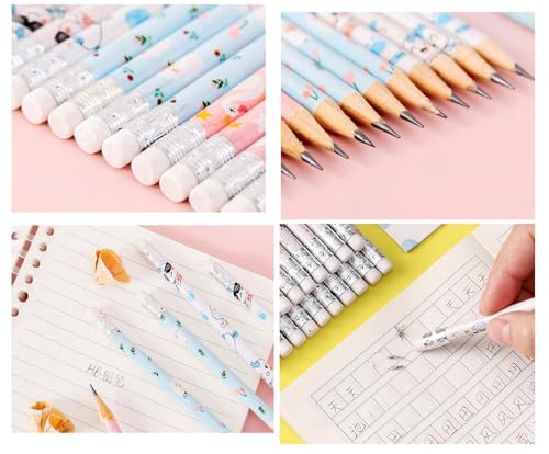30pcs HB Art Drawing Pencils Blue Bulk Cute Fun Novelty Wooden Writing Pencils with Erasers Party Office (Blue) - color: Blue