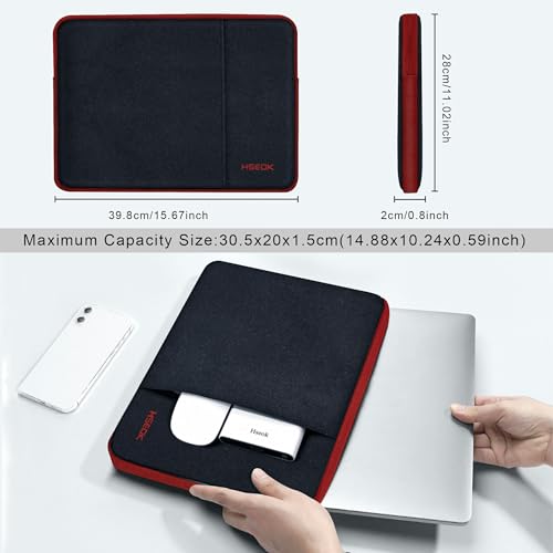 Hseok Laptop Sleeve 15.6 16 inch Case Compatible with MacBook Neo 16, MacBook Pro 16" M5/M4/M3/M2/M1, MacBook Air Pro 15", XPS 16, Most 15" 15.6" 16" Notebooks,Black&Red - color: B02K02, size: 15.6"