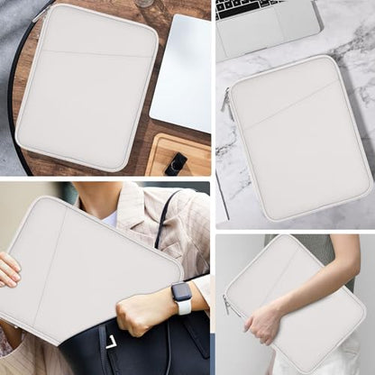 MoKo 9-11 Inch Tablet Sleeve Bag Carrying Case with Accessory Pocket | Fits iPad Air 11-inch M4, iPad Pro 11-inch M5, iPad A16 11-inch, iPad 10/9/8/7th and Tab S9/S8 11-inch, Gray + White - color: Gray + White, size: 9-11 Inch