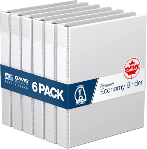 Premium Economy 6-Pack 3-Ring Binders for School or Office, D-Ring Binders, 1 Inch, White - color: White, size: 1 Inch