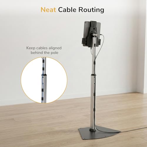 Mount-It! Anti-Theft Universal iPad & Samsung Tablet Floor Stand Kiosk, Locking Clamp, Height Adjustable 24.8"–42.5", 360° Rotating POS Kiosk for 7.9"–11" Tablets, Silver - size: Floor - Stand