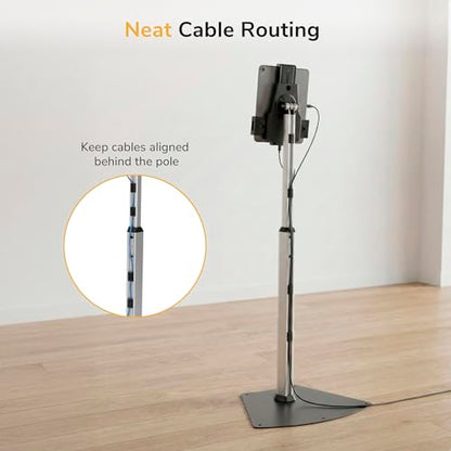Mount-It! Anti-Theft Universal iPad & Samsung Tablet Floor Stand Kiosk, Locking Clamp, Height Adjustable 24.8"–42.5", 360° Rotating POS Kiosk for 7.9"–11" Tablets, Silver - size: Floor - Stand