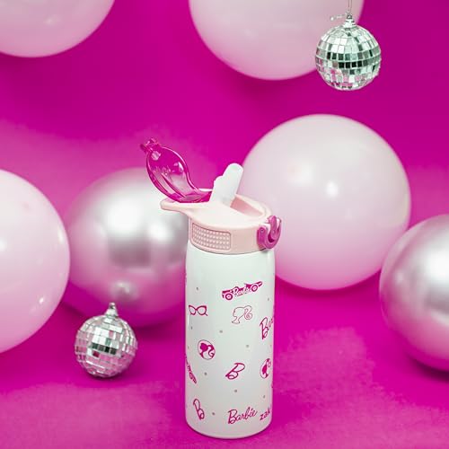 Zak Designs Barbie Porter Water Bottle for Travel and At Home, 19 oz Vacuum Insulated Stainless Steel with Locking Spout Cover, Built-In Carrying Loop, Leak-Proof Design (Barbie) - color: Barbie