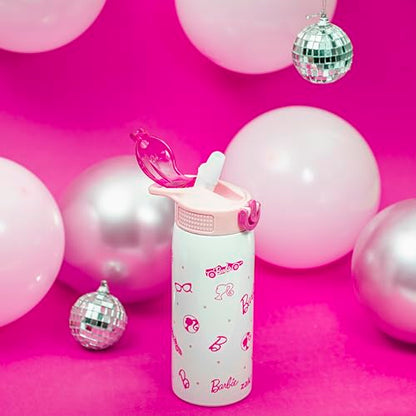 Zak Designs Barbie Porter Water Bottle for Travel and At Home, 19 oz Vacuum Insulated Stainless Steel with Locking Spout Cover, Built-In Carrying Loop, Leak-Proof Design (Barbie) - color: Barbie
