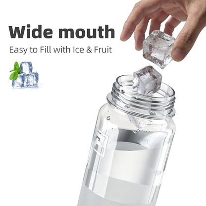 Fanhaw 32 oz Clear Water Bottle with Straw Lid - Tritan, BPA-Free, Lightweight, Wide Mouth, Leak-Proof, Perfect for Gym, Travel, School, Office, and Sports(Clear & Black) - color: Clear & Black