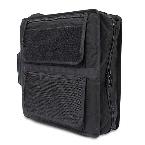 TACTICAL NOTEBOOK COVERS Tactical 3-Ring Binder Cover System | Zippered Padfolio Organizer Bag with Leather Handle | Fits 3” to 4” Binders | Durable Field Use Organizer (Black) - color: Black, size: Fits 3-4" Binders