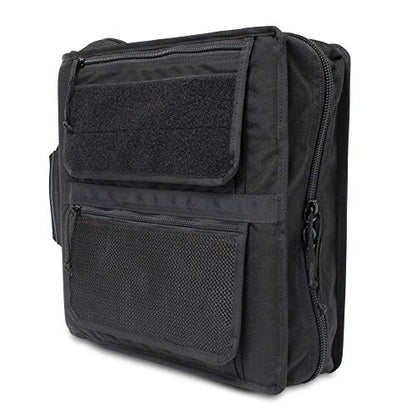Tactical 3-Ring Binder Cover System, Zippered Padfolio Organizer Bag with leather handle (fits 1.5-2" Binders, Black) - color: Black, size: Fits 1.5-2" Binders