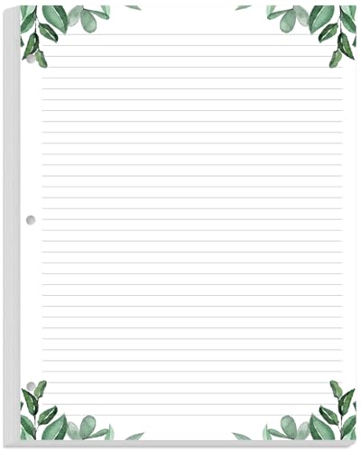 A4 Lined Refill Paper, 3-Hole Punched Ruled Filler Paper, 100Sheets / 200Pages Loose-Leaf Line Paper, 100gsm White Paper, 8.5'' x 11'', Leaf - size: 100 Sheets, style: 3-Hole