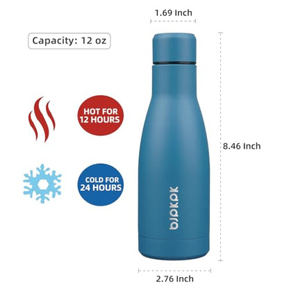 BJPKPK 12oz Water Bottles Stainless Steel Double Wall Vacuum Insulated Small Water Bottles for Travel,Sea Blue - color: Sea Blue, size: 12 Ounces