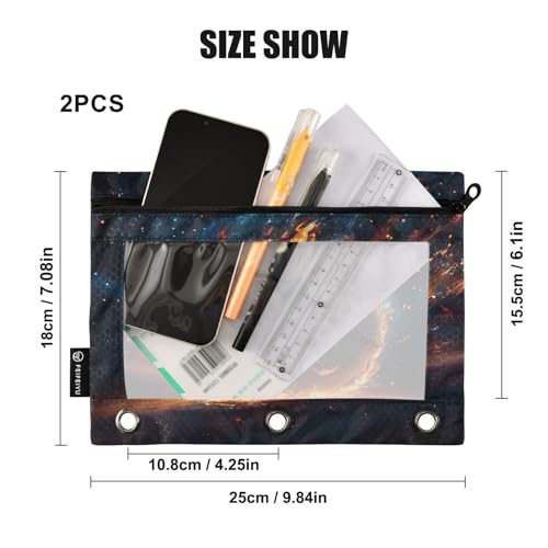 2 Pack Pencil Pouch for 3 Ring Binder Baseball Pencil Case Pouch with Clear Window Zipper Binder Pencil Pouches Pen Bag for Office School Supplies - color: Baseball