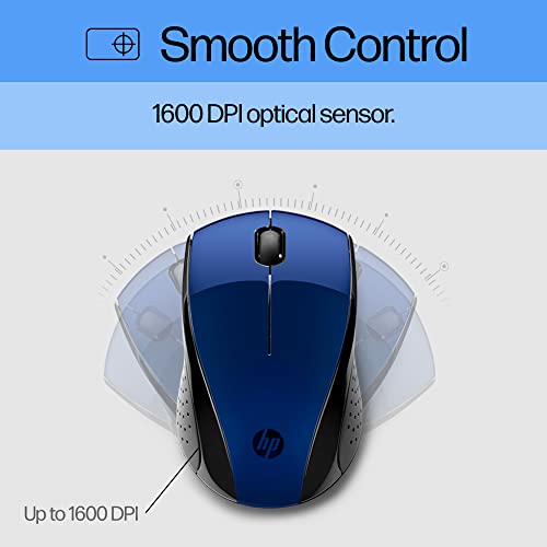 HP X3000 G3 Wireless Mouse - Blue, 15-Month Battery, Side Grips for Control, Travel-Friendly, Blue LED, Powerful 1600 DPI Optical Sensor, Compatible with Wins PC/Laptop, Mac, Chromebook (683N8AA#ABL) - color: Blue